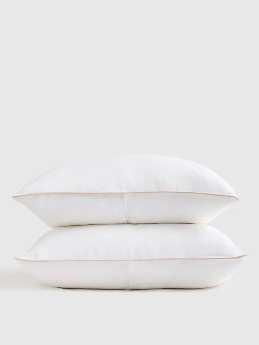 Linen White & Toffee Piped King Sham Set - Retail $50